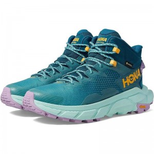 Blue Green Women Hoka Trail Code GTX Hiking Shoes | US9593-823