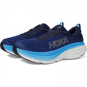 Blue Men Hoka Bondi 8 Walking Shoes | US9697-692