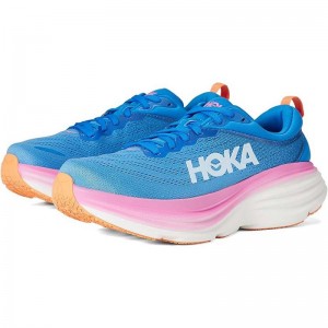 Blue Pink Women Hoka Bondi 8 Walking Shoes | US9697-237