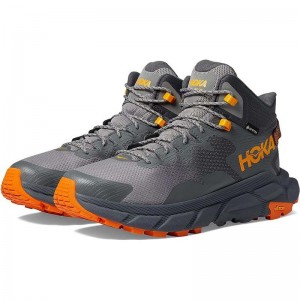 Grey Orange Men Hoka Trail Code GTX Hiking Shoes | US9592-013