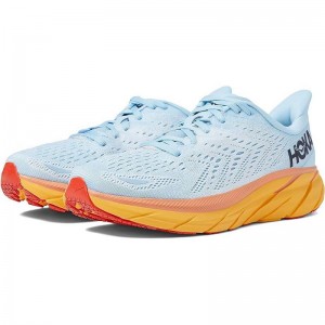 Light Blue Women Hoka Clifton 8 Road Running Shoes | US9514-904