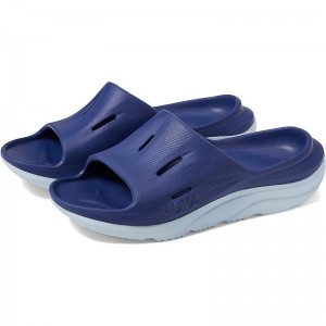 Navy Blue Kids Hoka Ora Recovery Slide 3 Sandals | US9821-932