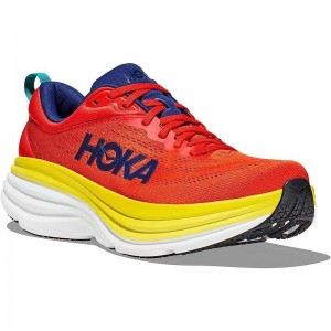 Red Yellow Men Hoka Bondi 8 Walking Shoes | US9697-437