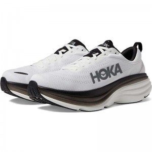 White Black Men Hoka Bondi 8 Walking Shoes | US9697-817