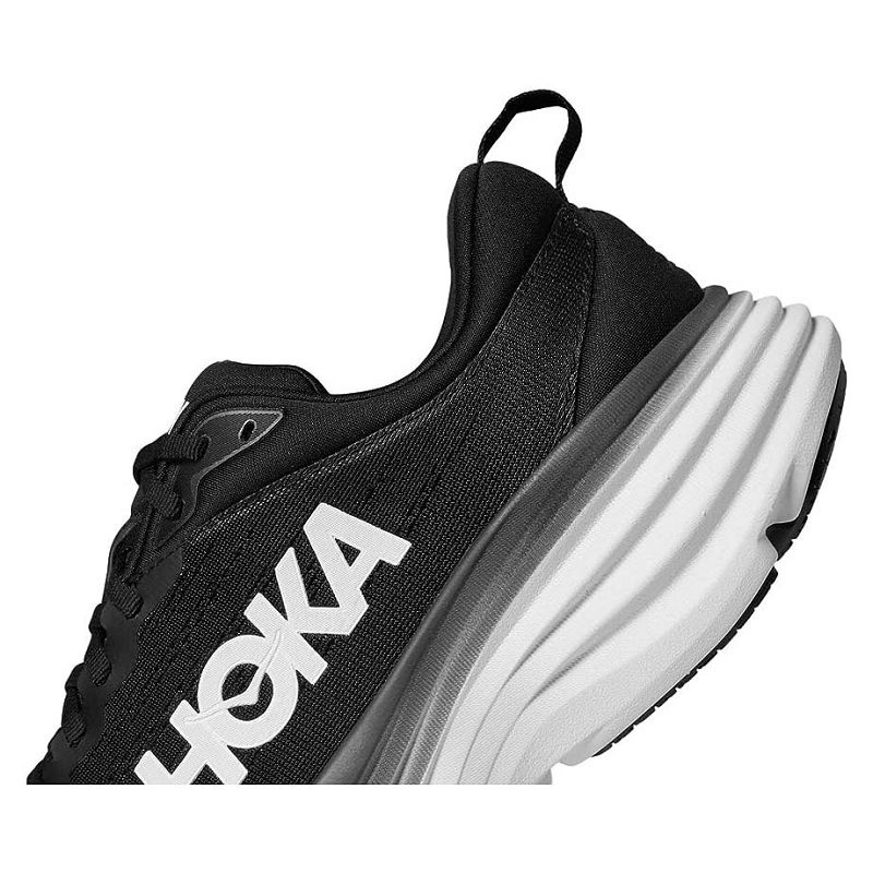 Black White Men Hoka Bondi 8 Walking Shoes | US9697-835