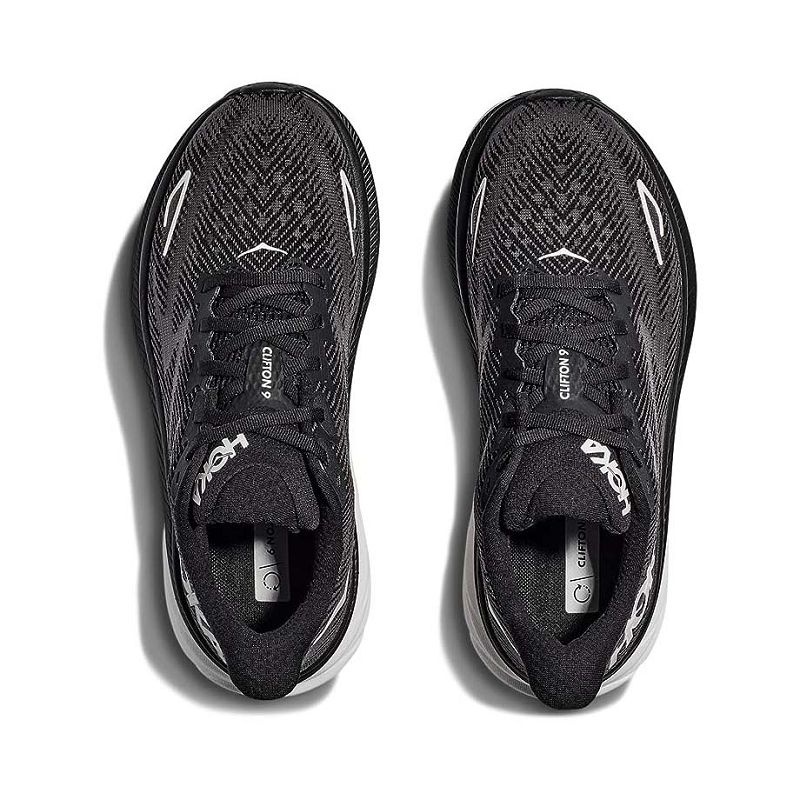 Black White Men Hoka Clifton 9 Road Running Shoes | US9818-927