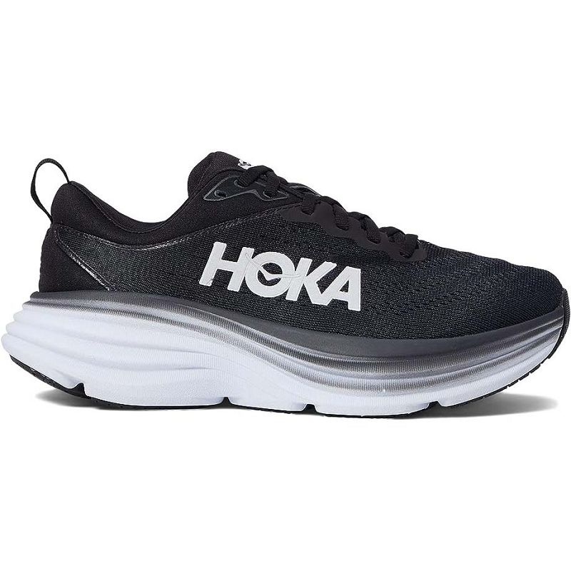 Black White Women Hoka Bondi 8 Walking Shoes | US9697-963