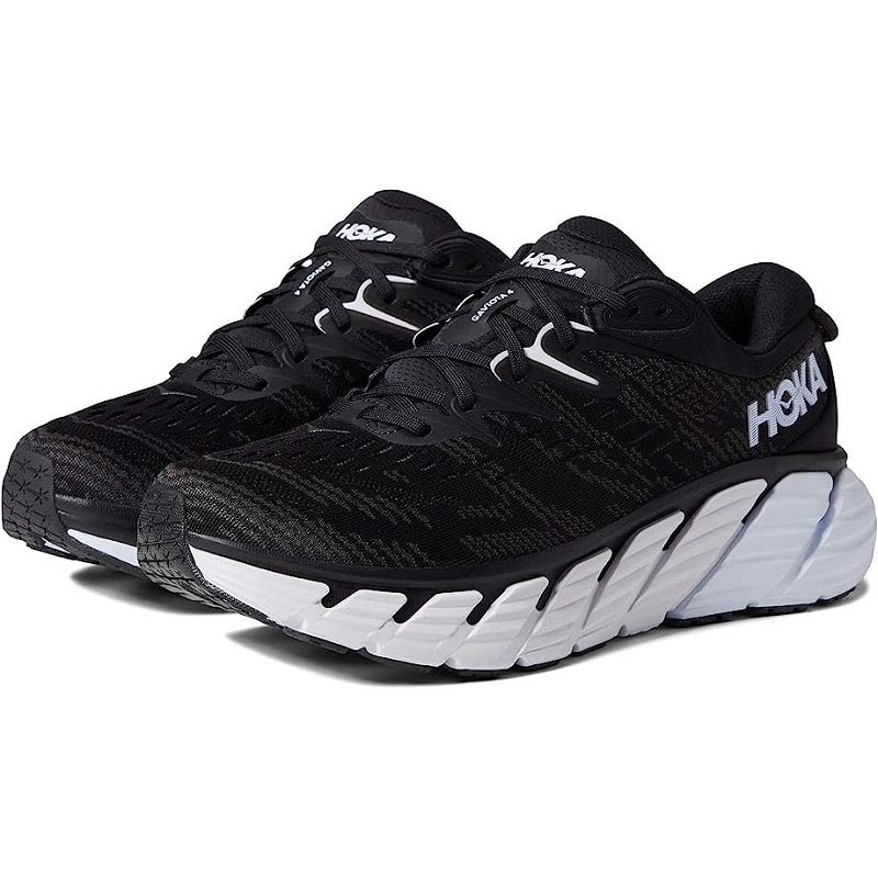 Black White Women Hoka Gaviota 4 Road Running Shoes | US9593-507