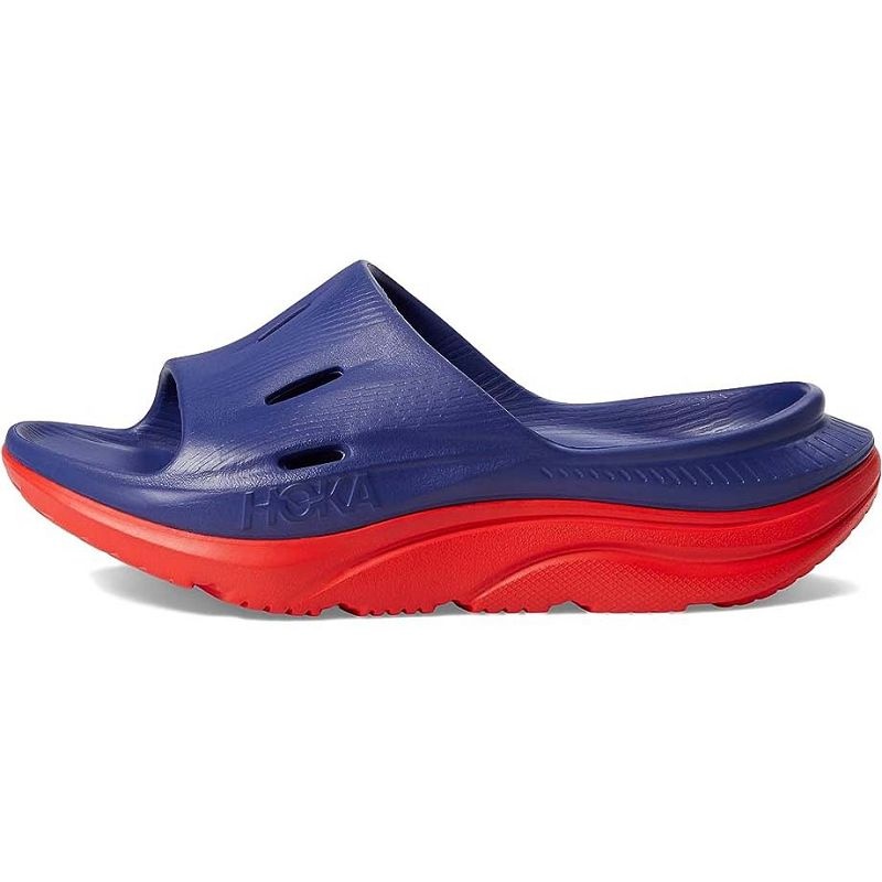 Blue Red Men Hoka Ora Recovery Slide 3 Sandals | US9818-516