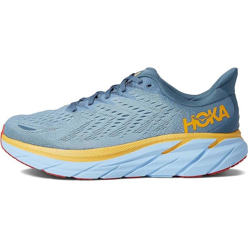 Blue Yellow Men Hoka Clifton 8 Road Running Shoes | US9514-972