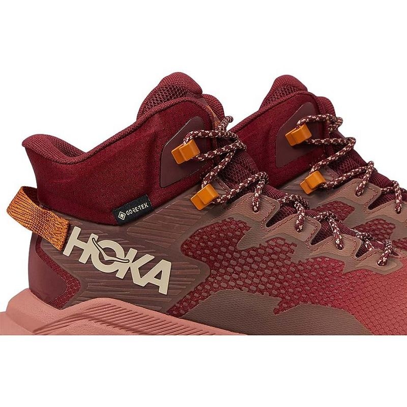 Brown Red Women Hoka Trail Code GTX Hiking Shoes | US9593-615