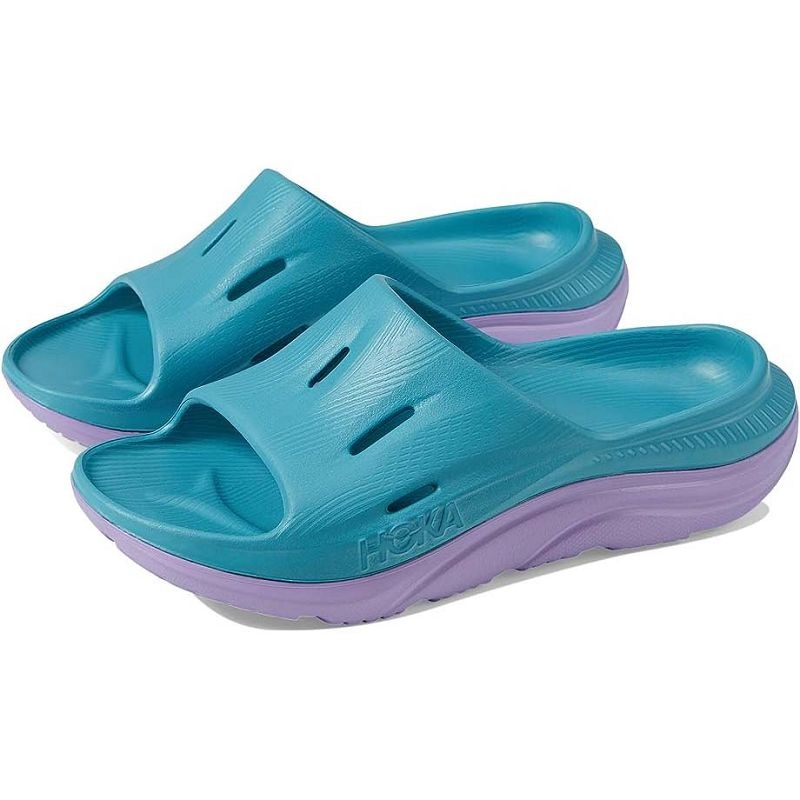 Cyan Lilac Kids Hoka Ora Recovery Slide 3 Sandals | US9821-153