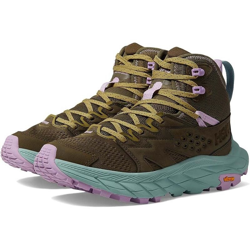 Dark Olive Women Hoka Anacapa Breeze Mid Hiking Shoes | US9818-579