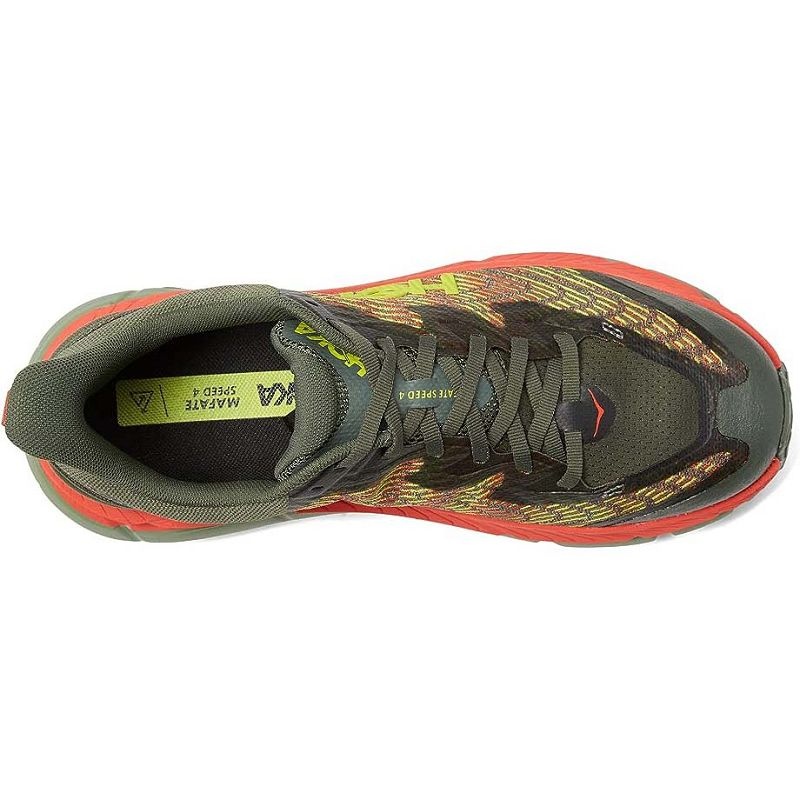 Green Red Men Hoka Mafate Speed 4 Trail Running Shoes | US9697-470