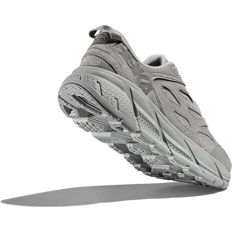 Grey Black Men Hoka Clifton L Suede Walking Shoes | US9878-372
