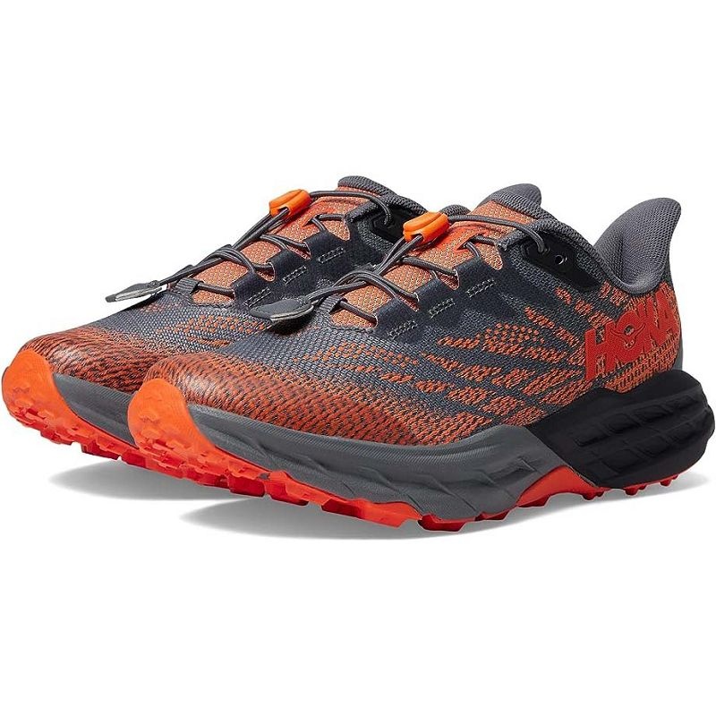 Grey Orange Kids Hoka Speedgoat 5 Trail Running Shoes | US9821-608