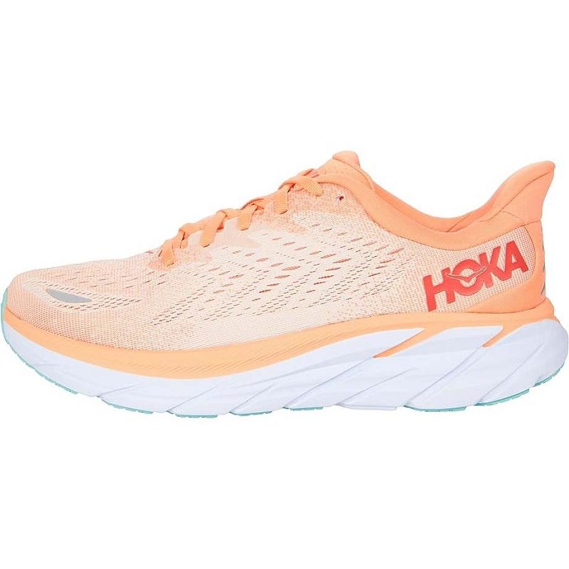 Orange Silver Women Hoka Clifton 8 Road Running Shoes | US9514-175
