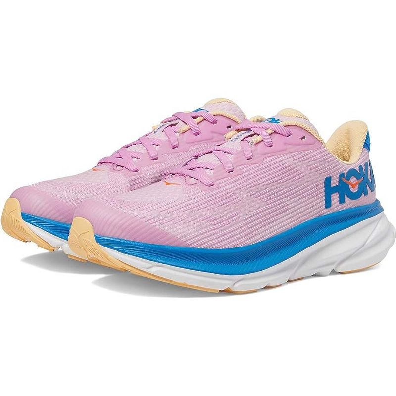 Pink Blue Kids Hoka Clifton 9 Walking Shoes | US9821-142