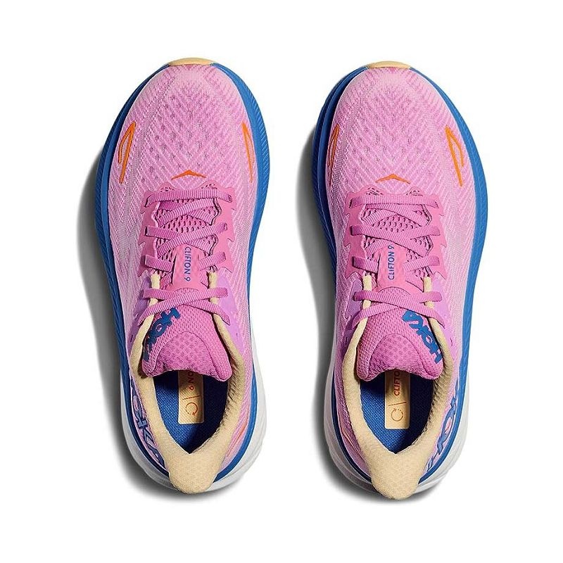 Pink Blue Women Hoka Clifton 9 Road Running Shoes | US9818-318