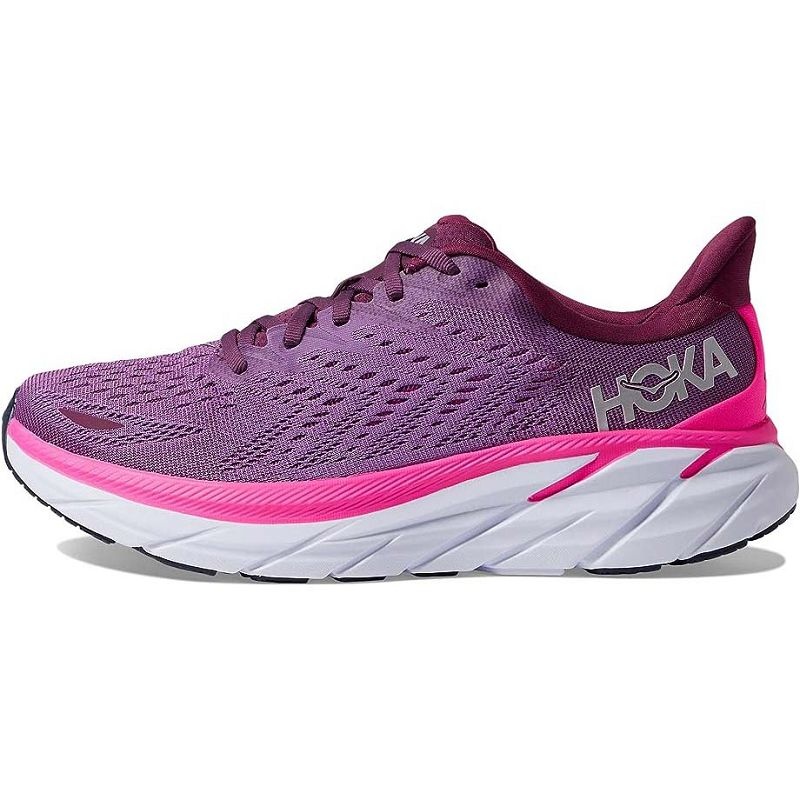 Purple Burgundy Women Hoka Clifton 8 Road Running Shoes | US9514-768