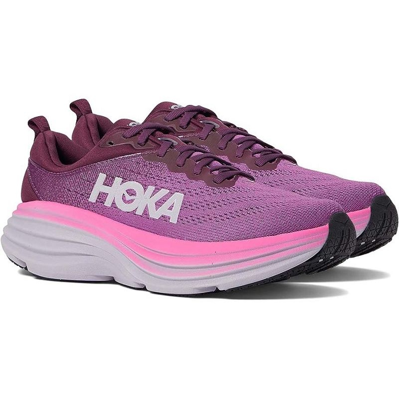 Purple Pink Women Hoka Bondi 8 Walking Shoes | US9697-286