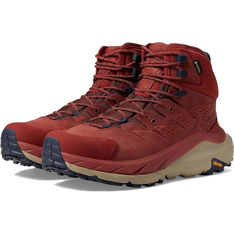 Red Tan Men Hoka Kaha 2 GTX Hiking Shoes | US9592-024