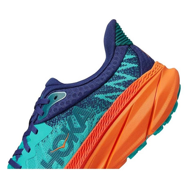 Turquoise Orange Men Hoka Challenger 7 Trail Running Shoes | US9818-274
