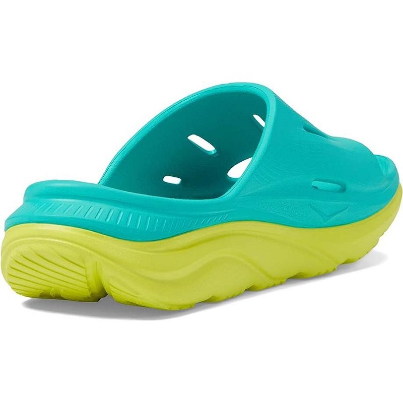 Turquoise Yellow Kids Hoka Ora Recovery Slide 3 Sandals | US9821-948