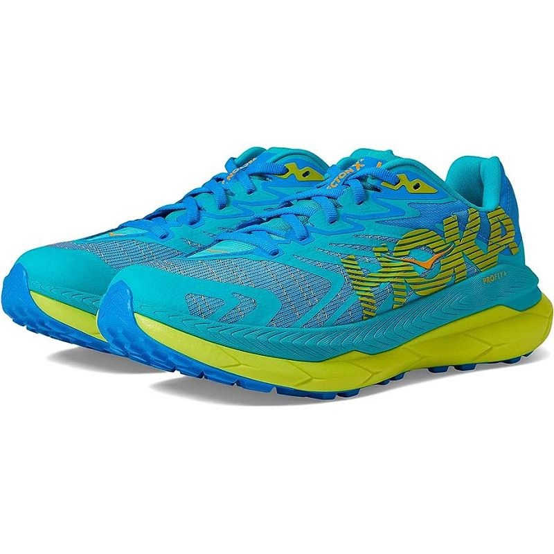 Turquoise Yellow Women Hoka Tecton X 2 Trail Running Shoes | US9818-160