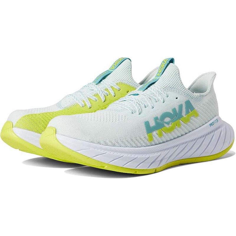 White Cyan Men Hoka Carbon X 3 Road Running Shoes | US9592-601