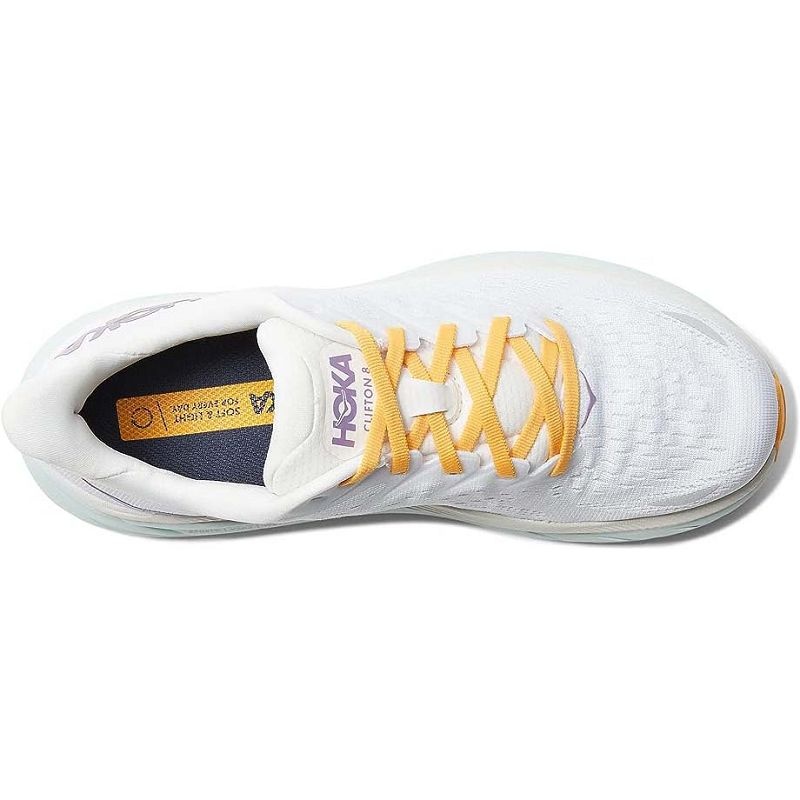 White Women Hoka Clifton 8 Road Running Shoes | US9514-794