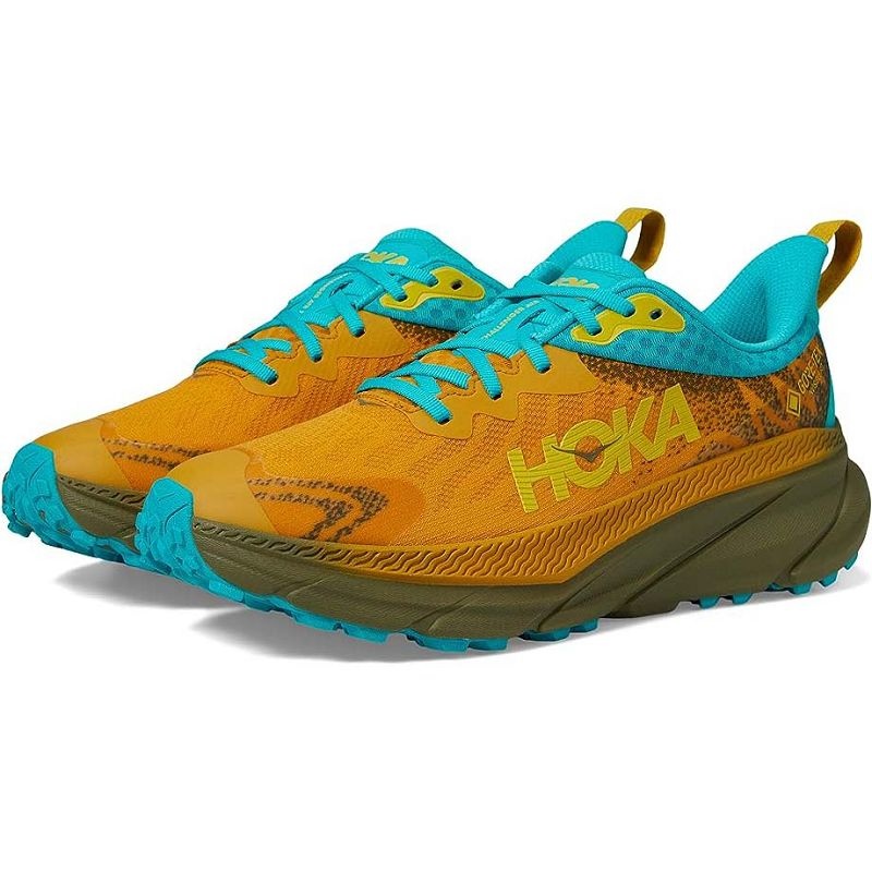 Yellow Olive Men Hoka Challenger 7 GTX Trail Running Shoes | US9818-391